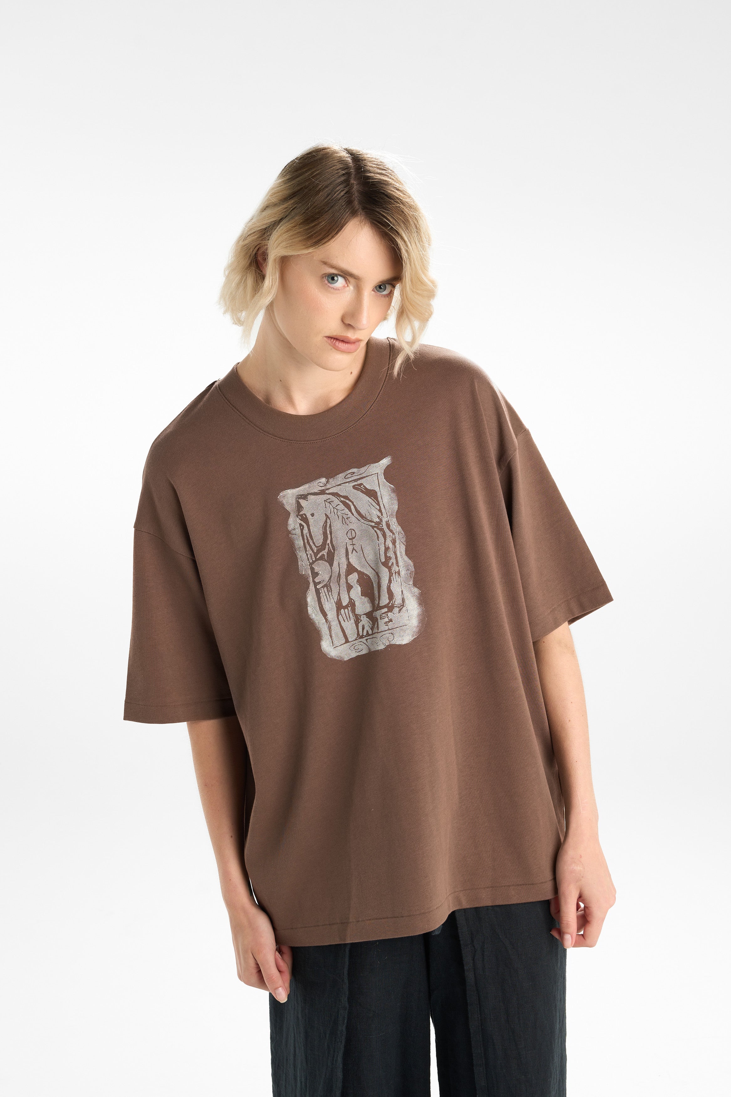 THROUGH FORGOTTEN FIELDS SHORT SLEEVE T-SHIRT - BROWN